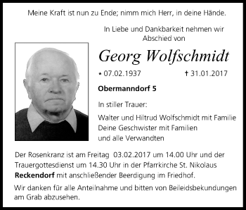 Anzeige von Georg Wolfschmidt von MGO