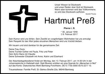 Anzeige von Hartmut Preß von MGO