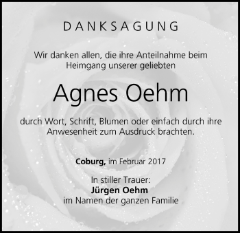 Anzeige von Agnes Oehm von MGO