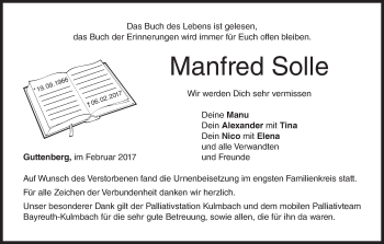 Anzeige von Manfred Solle von MGO