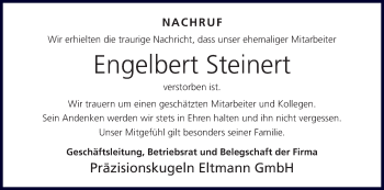 Anzeige von Engelbert Steinert von MGO