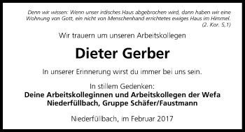 Anzeige von Dieter Gerber von MGO