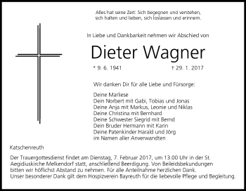 Anzeige von Dieter Wagner von MGO