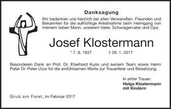Anzeige von Josef Klostermann von MGO