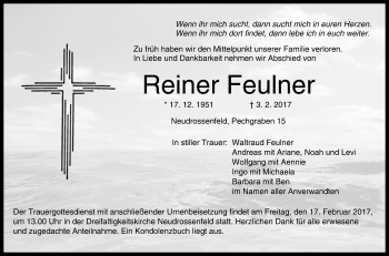 Anzeige von Reiner Feulner von MGO