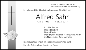 Anzeige von Alfred Sahr von MGO
