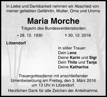 Anzeige von Maria Morche von MGO