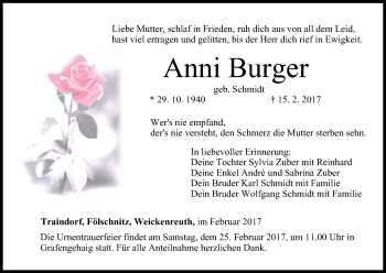 Anzeige von Anni Burger von MGO