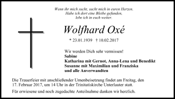 Anzeige von Wolfhard Oxé von MGO