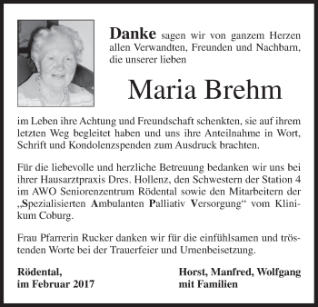Anzeige von Maria Brehm von MGO