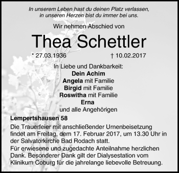 Anzeige von Thea Schettler von MGO