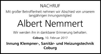 Anzeige von Albert Nemmert von MGO