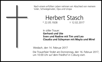 Anzeige von Herbert Stasch von MGO