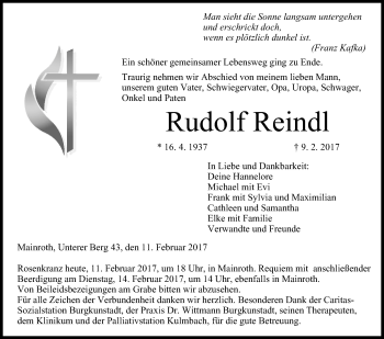 Anzeige von Rudolf Reindl von MGO