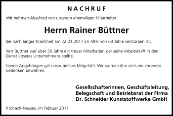 Anzeige von Rainer Büttner von MGO
