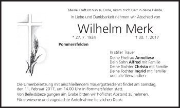 Anzeige von Wilhelm Merk von MGO