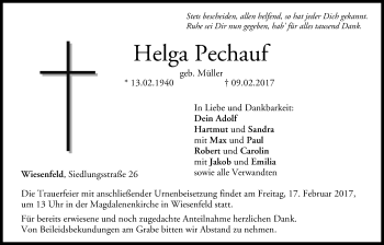 Anzeige von Helga Pechauf von MGO
