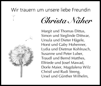 Anzeige von Christa Näher von MGO