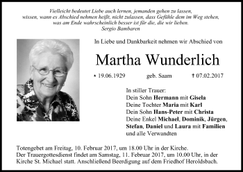 Anzeige von Martha Wunderlich von MGO