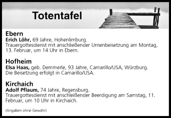 Anzeige von Totentafel vom 11.02.2017 von MGO