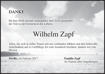 Anzeige von Wilhelm Zapf von MGO