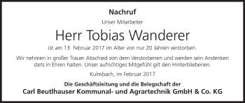 Anzeige von Tobias Wanderer von MGO