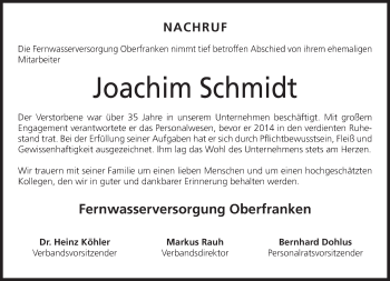 Anzeige von Joachim Schmidt von MGO