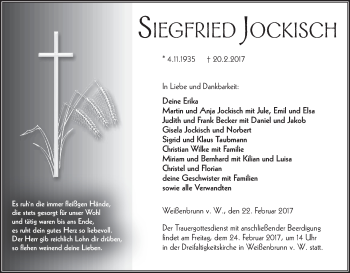 Anzeige von Siegfried Jockisch von MGO