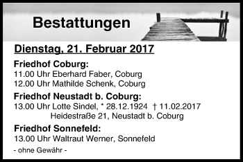 Anzeige von Bestattungen vom 21.02.2017 von MGO