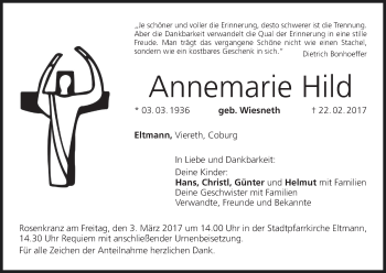 Anzeige von Annemarie Hild von MGO