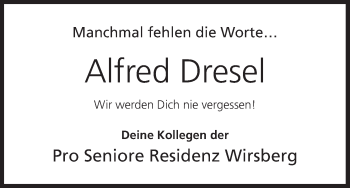 Anzeige von Alfred Dresel von MGO