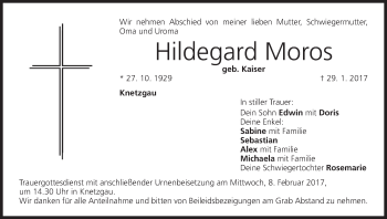 Anzeige von Hildegard Moros von MGO