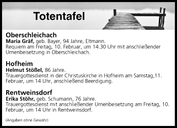 Anzeige von Totentafel vom 09.02.2017 von MGO