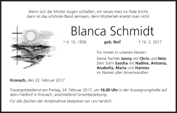 Anzeige von Blanca Schmidt von MGO