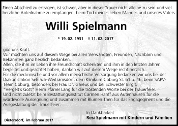 Anzeige von Willi Spielmann von MGO