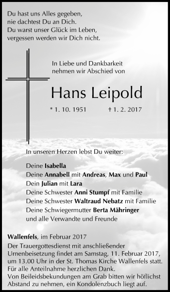 Anzeige von Hans Leipold von MGO
