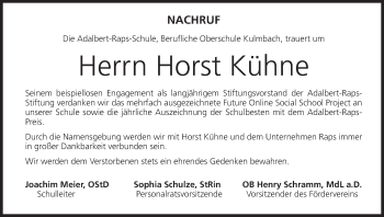 Anzeige von Horst Kühne von MGO
