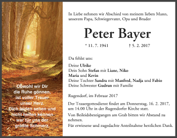 Anzeige von Peter Bayer von MGO