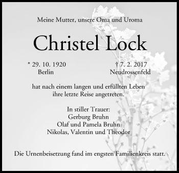 Anzeige von Christel Lock von MGO