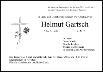 Anzeige von Helmut Gartsch von MGO