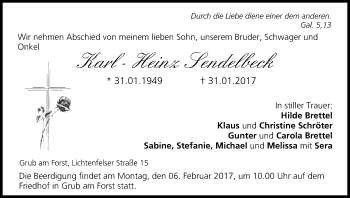 Anzeige von Karl-Heinz Sendelbeck von MGO