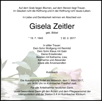 Anzeige von Gisela Zeltler von MGO