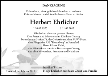 Anzeige von Herbert Ehrlicher von MGO