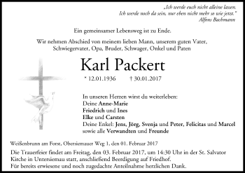 Anzeige von Karl Packert von MGO