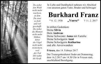 Anzeige von Burkhard Franz von MGO