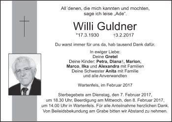 Anzeige von Willi Guldner von MGO