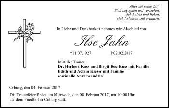 Anzeige von Ilse Jahn von MGO