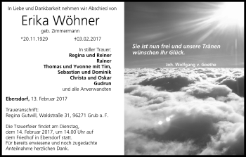 Anzeige von Erika Wöhner von MGO