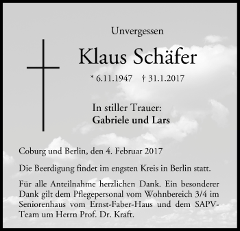 Anzeige von Klaus Schäfer von MGO