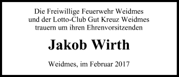Anzeige von Jakob Wirth von MGO